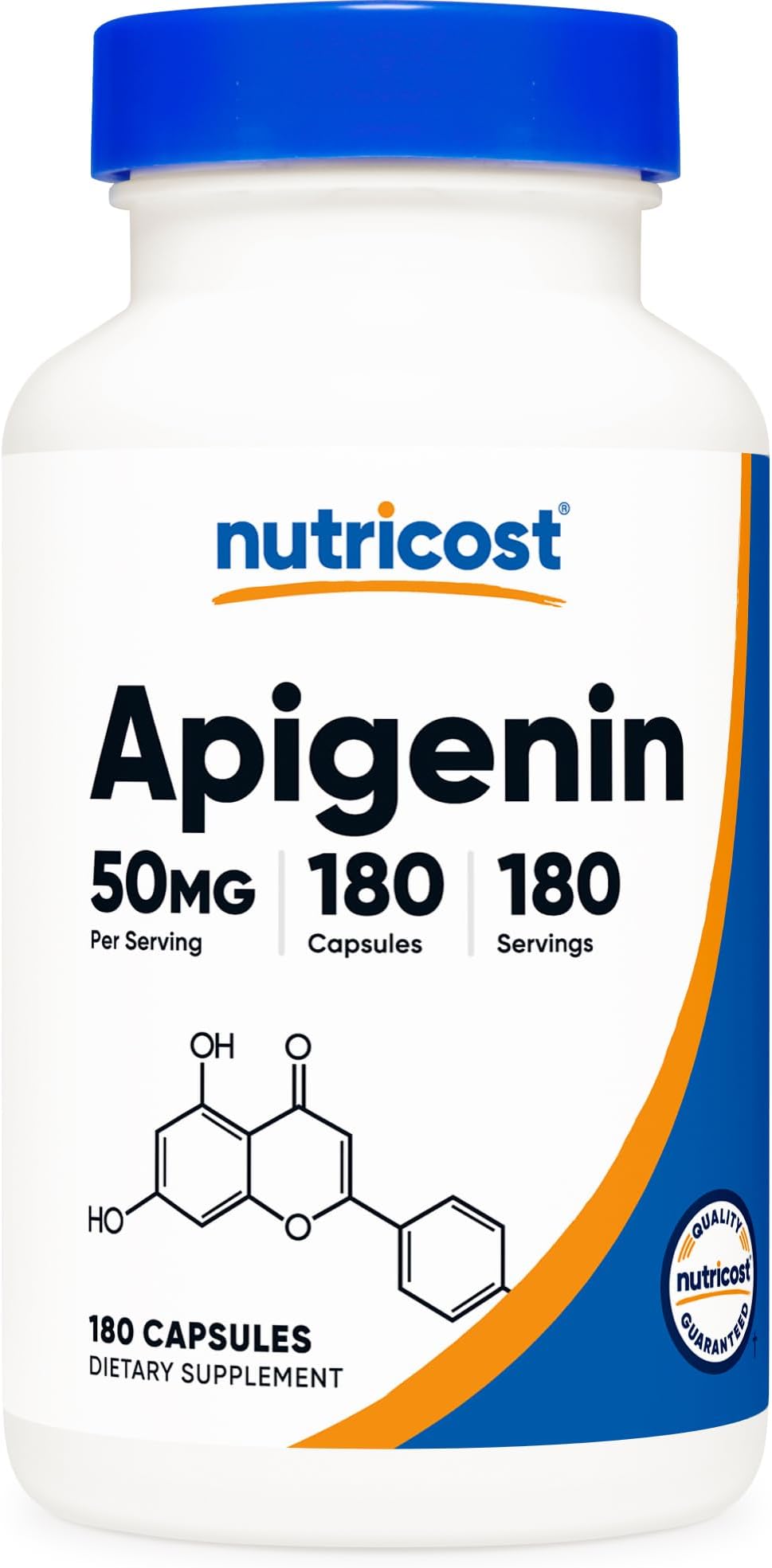 Apigenin 50mg, 180 Capsules - Non-GMO, Gluten Free, Vegan