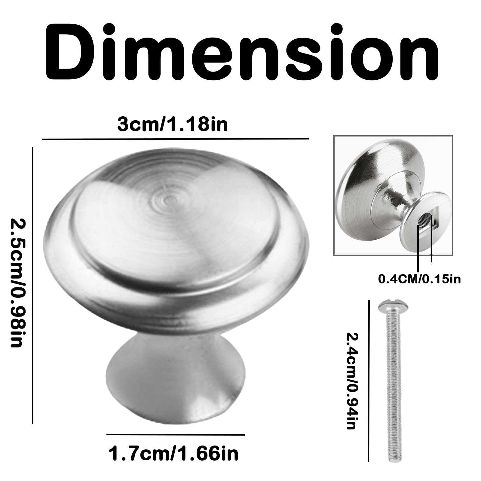 DEFIYEAR 20 Pieces Drawer Knobs, Cupboard Knobs Stainless Steel - Image 2