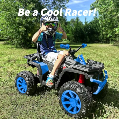 Kids ATV 4 Wheeler, 24V 4WD Electric ATV Ride On Toy for Big Kid w/ 2-Seater, 4x200W Motor, 5.6Mph Max Speed - Blue - Image 3