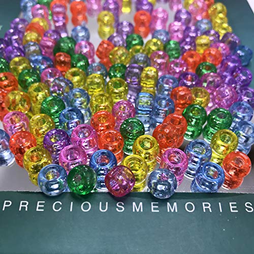 Amaney 500 Pieces 6X9Mm Mixed Colors Glitter Transparent Mix Plastic Pony Beads #TOP3
