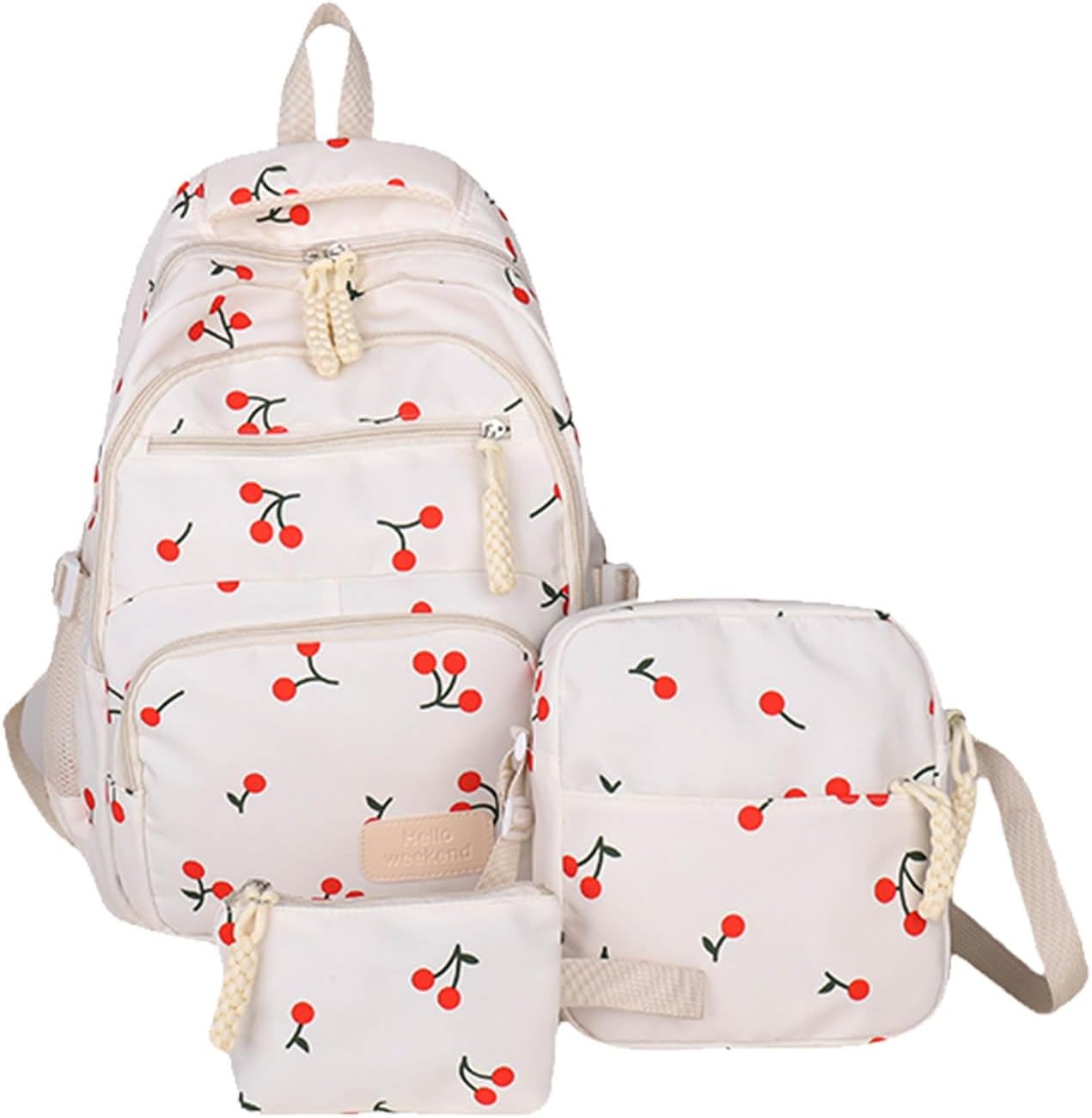 Coquette Bow Backpack Bow Backpack 3Pcs Set for Girls Cute Kawaii Backpack Set Aesthetic Daypack Bow Rucksack (White Pink)