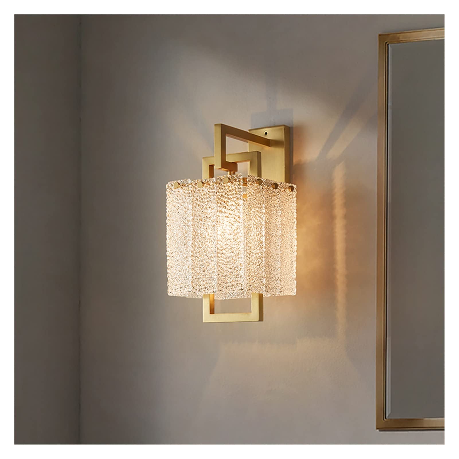 ZTCHSENZT Wall Sconces, Copper Wall Lamp Crystal Creative LED Lantern Sconce Light Golden Background Light for Living Dining Room Bedroom Stairs