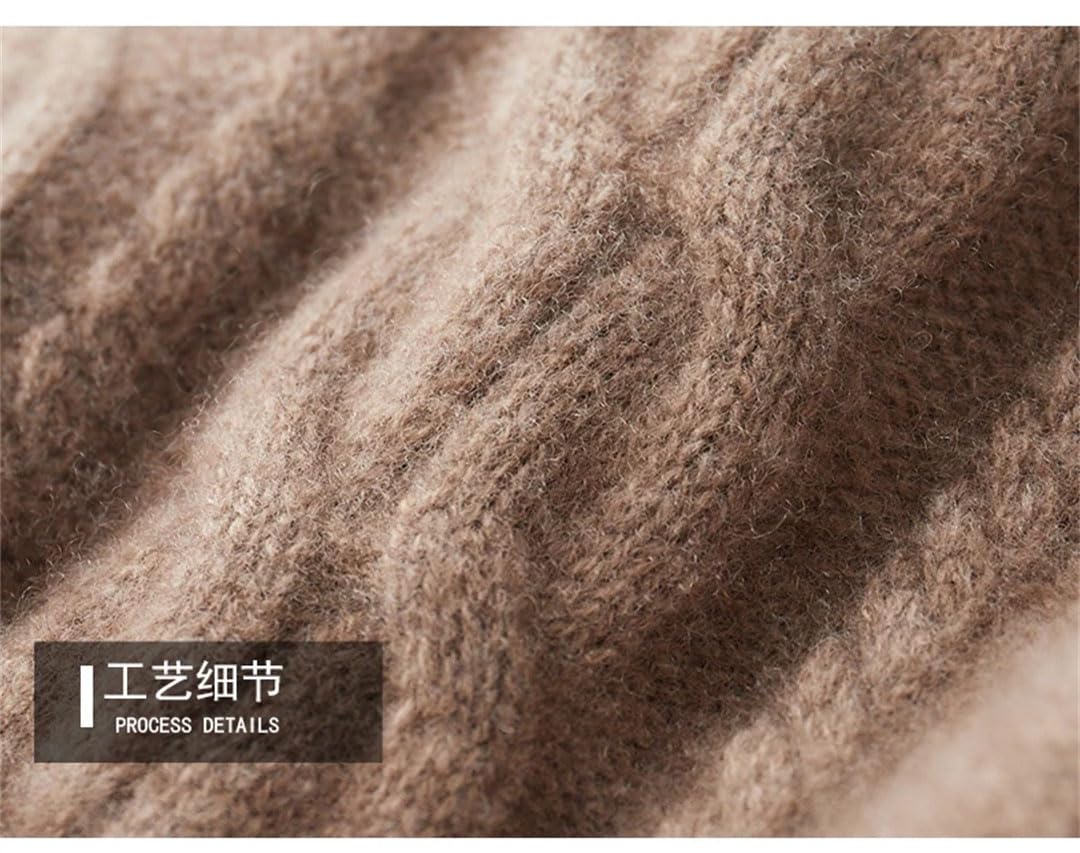 Suéter de lana de cachemira para hombre, cuello redondo, grueso, jacquard, base sólida, cálida, talla grande, chaquetas de punto