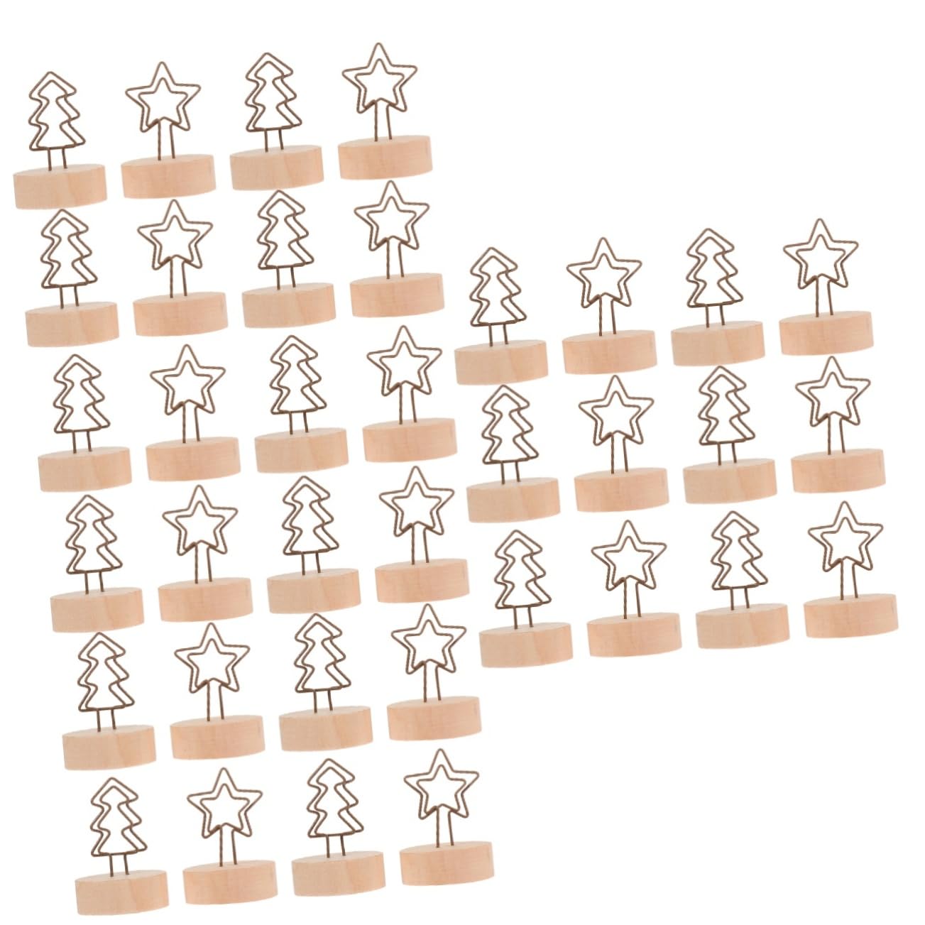 Operitacx 36pezzi Supporti Per Note Tema Natalizio Clip Forma Di Albero Di Natale Ferro Con Base Legno Per Decorazioni Di Feste e Ricevimenti