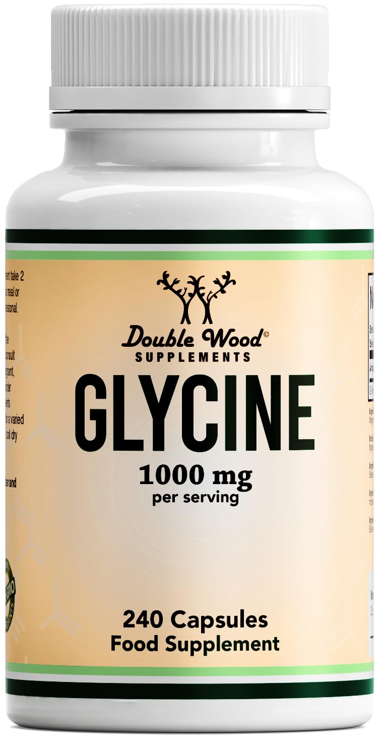DW Glycin Nahrungsergänzungsmittel | hochdosierte Glycin Kapseln – 1000mg L-Glycin pro Portion | Aminosäure Glycine | Gentechnik- und Glutenfrei | Hergestellt in Großbritannien (240 Capsules)