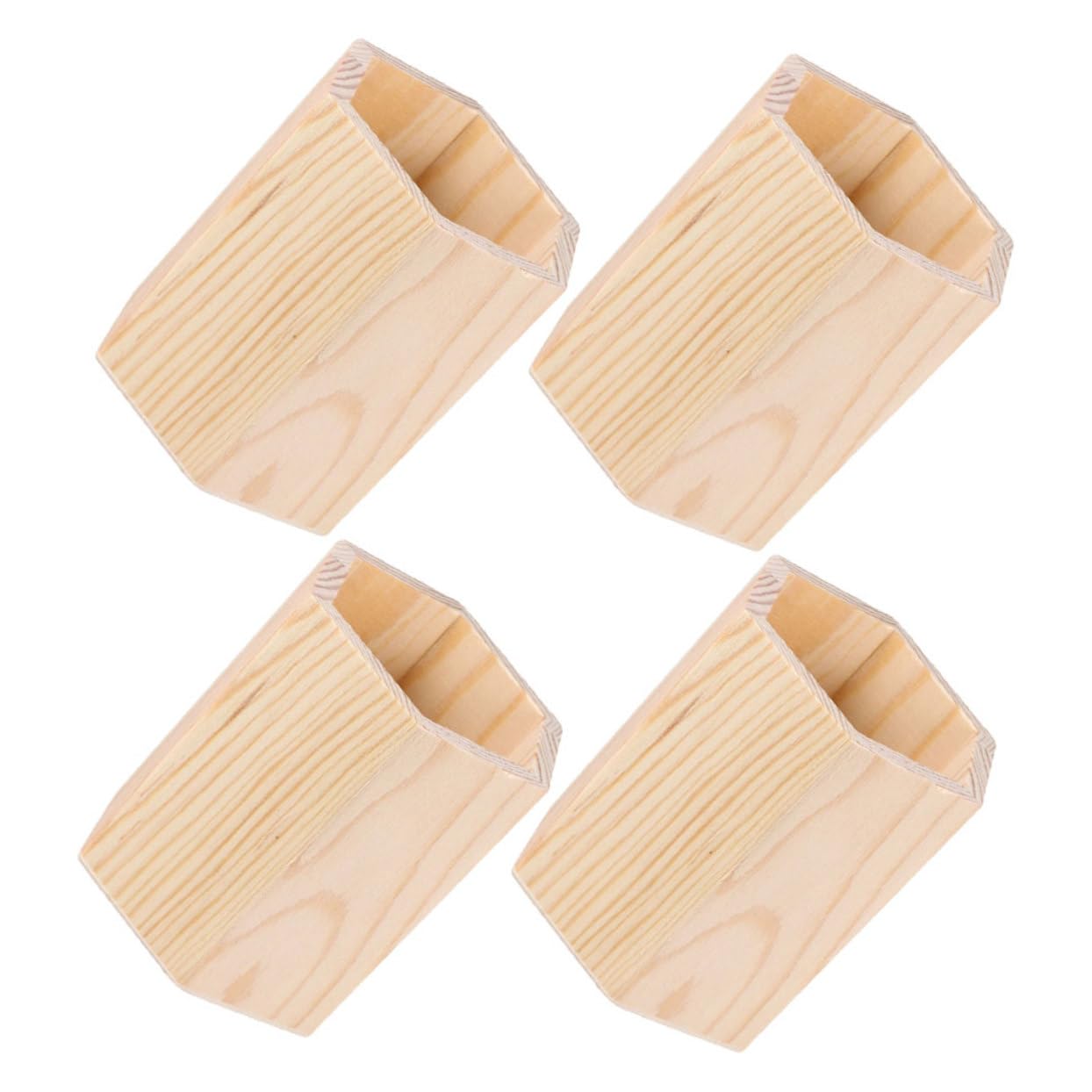 TOPBATHY 4 Set Barile Di Stoccaggio in Legno Portapenne Esagonale Portapenne Per La Casa Tazza Di Matita Geometrica Contenitore Quadrato Per Penne Porta Penna Khaki Di Legno 4 Pezzi * 4