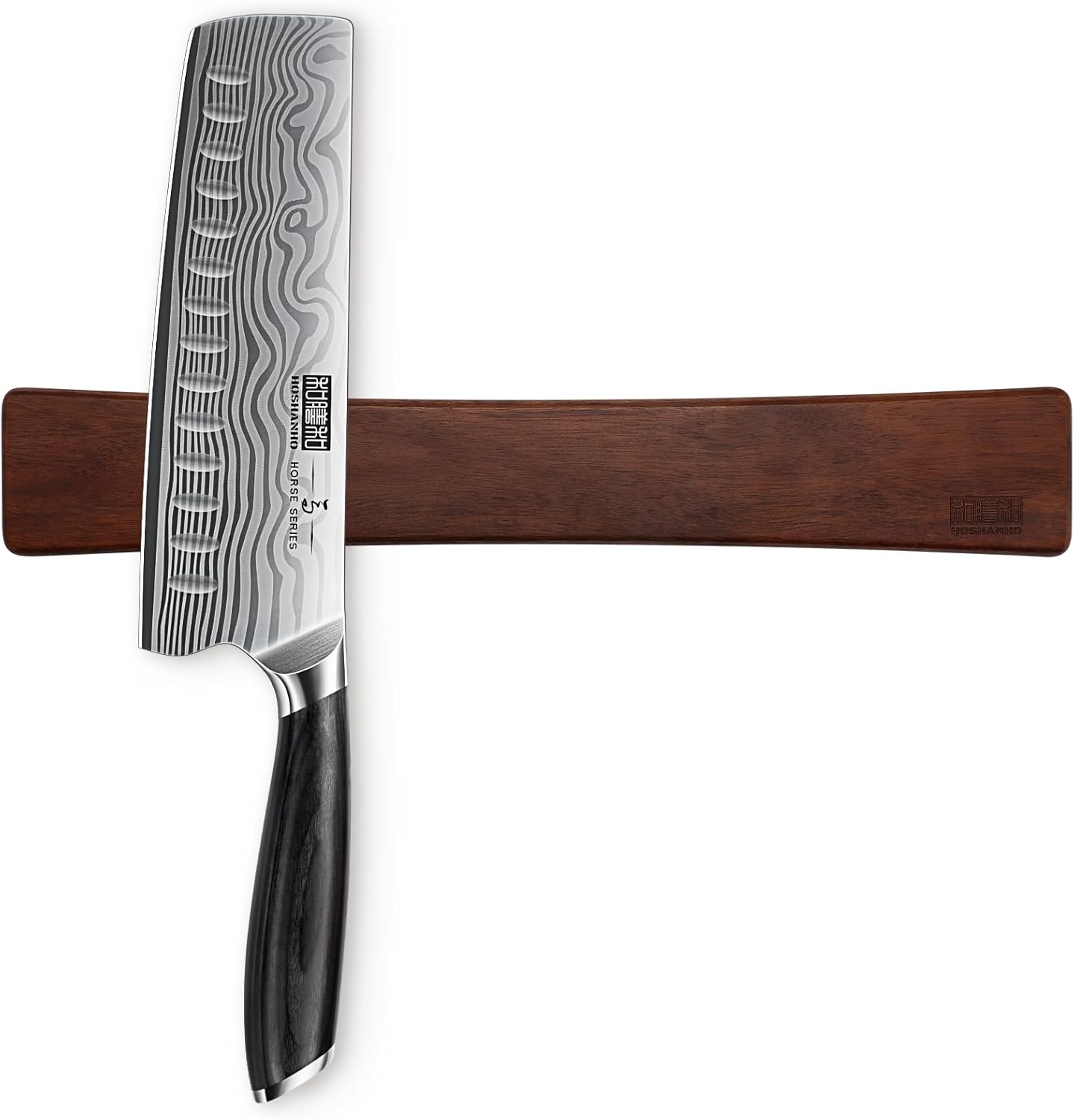 HOSHANHO 7 Inch Nakiri Knife, Japanese High Carbon Powder Steel Vegetable Cleaver Knife for Chopping & Magnetic Knife Strips, Magnetic Knife Holder for Wall 16 Inch