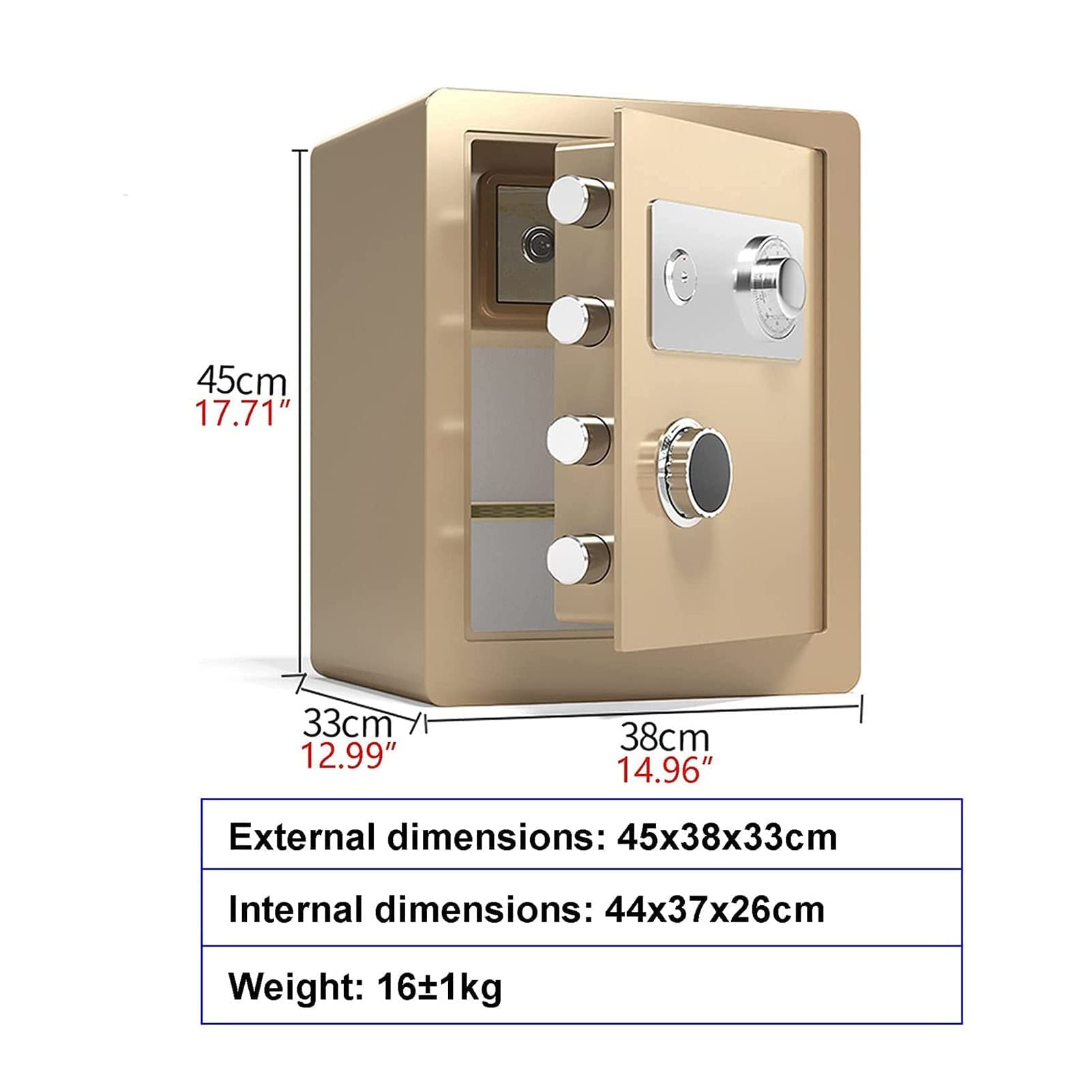 Casseforti Impermeabili Cassetta di Sicurezza con Serratura a Combinazione in Acciaio, Armadietto ignifugo e antifurto, Scatola Portadocumenti per Piccoli uffici, Altezza 25 cm/30 cm/45 cm per