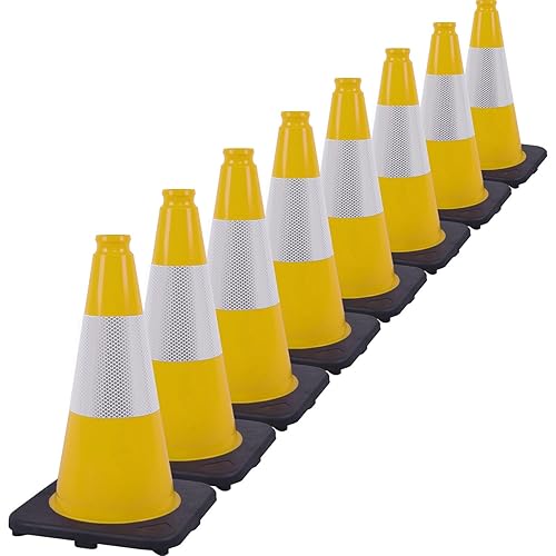 Miniatura 12 de Conos de Tráfico de PVC Naranja/Verde Fluorescente, Cono de Estacionamiento con Base Negra Pesada Estructuralmente Estable Resistente a la