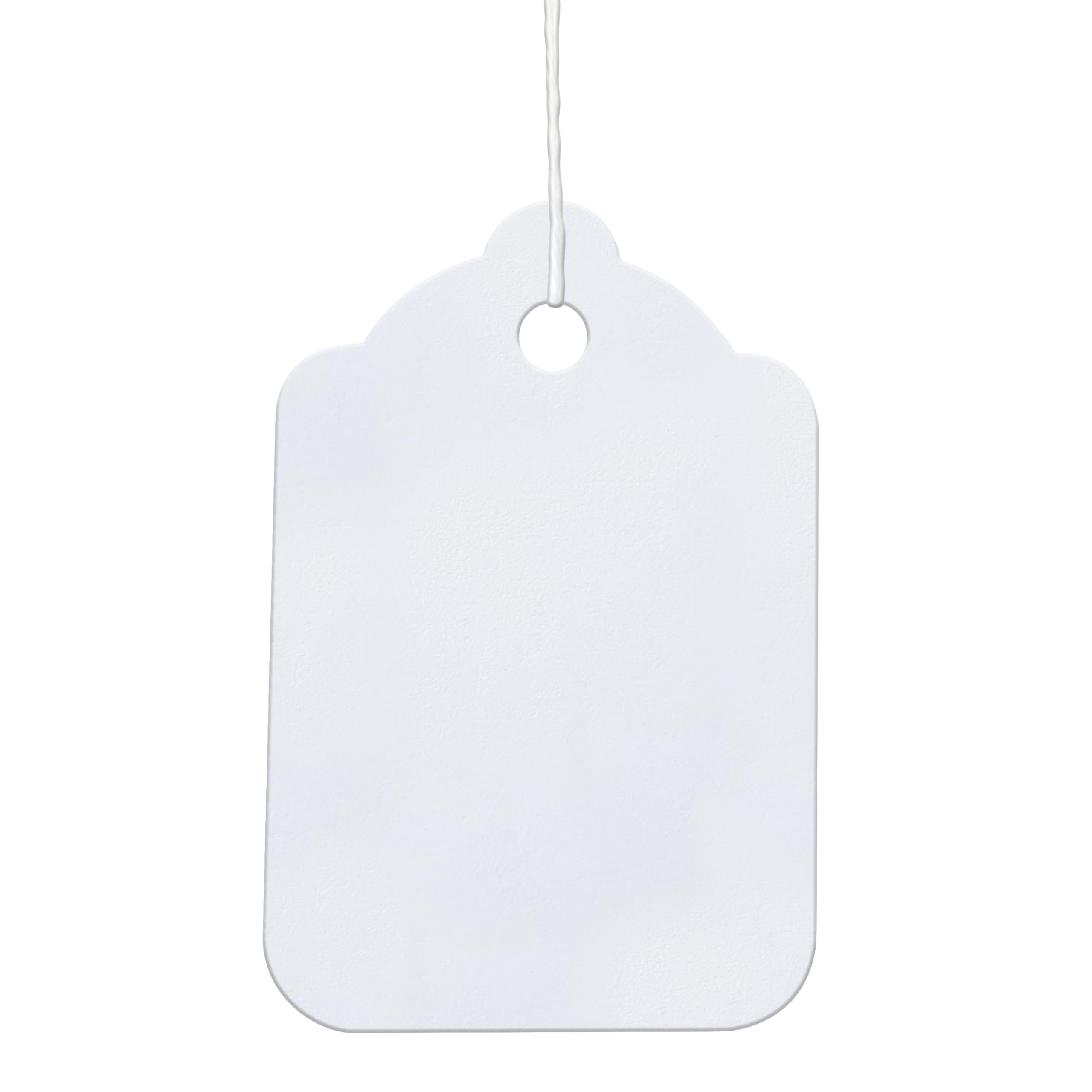 Swift Strung Tags White Card Clothing Parcel Label String Hanging Gift Swing Tickets Kraft Hang Price Labelling 48mm x 32mm (Pack of 500)