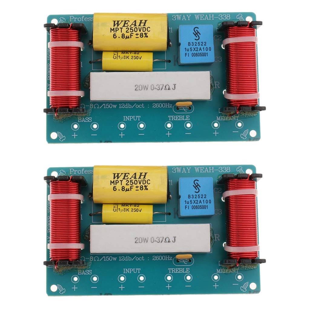 Baoblaze 2 Piezas Divisor de Frecuencia de Audio Filtros de 3 Vías para Altavoz Agudos/Graves
