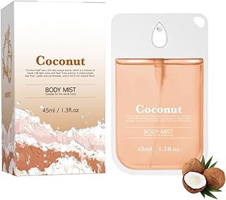 Coconut Body Mist for Women and Men– Refreshing Tropical Scent Spray with Natural Oils, Lightweight Hydrating Formula for Daily Use, After Shower or On-the-Go – 45ml / 1.5 fl oz