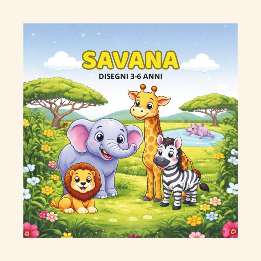 SAVANA: 30 DISEGNI 3-6 ANNI (Piccoli Artisti — Libri da Colorare per Bambini)