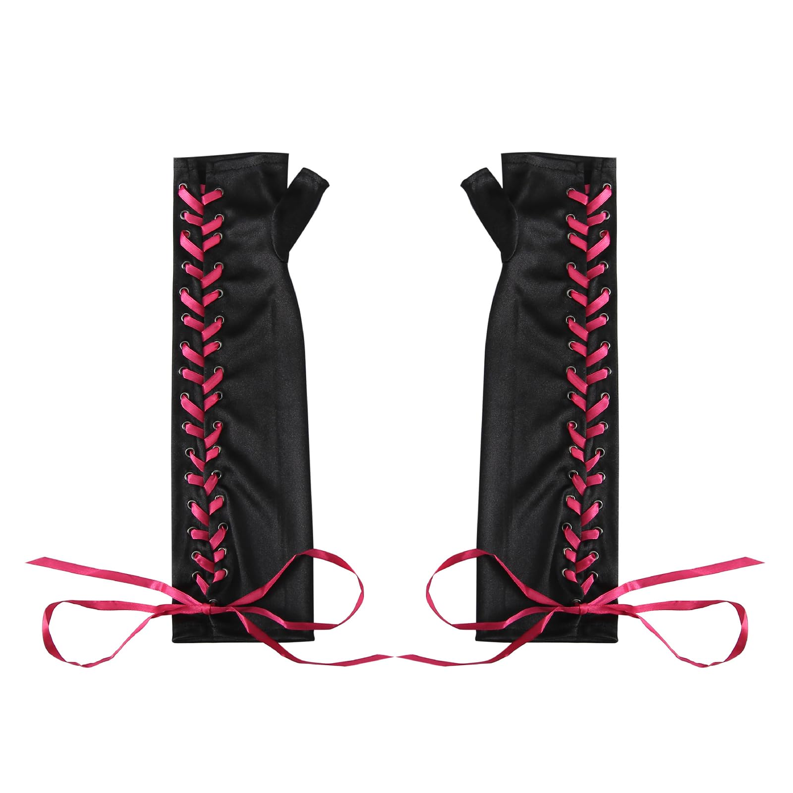 NiceYnn Lace Up Fingerless Long Gloves
