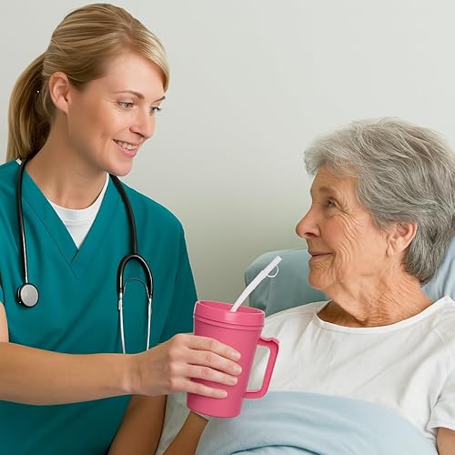 Miniatura 2 de Vakly Jarra de hospital aislada  34 oz  Botella de agua recargable caliente y fría  Con popote flexible y boquilla para verterbeber (1)