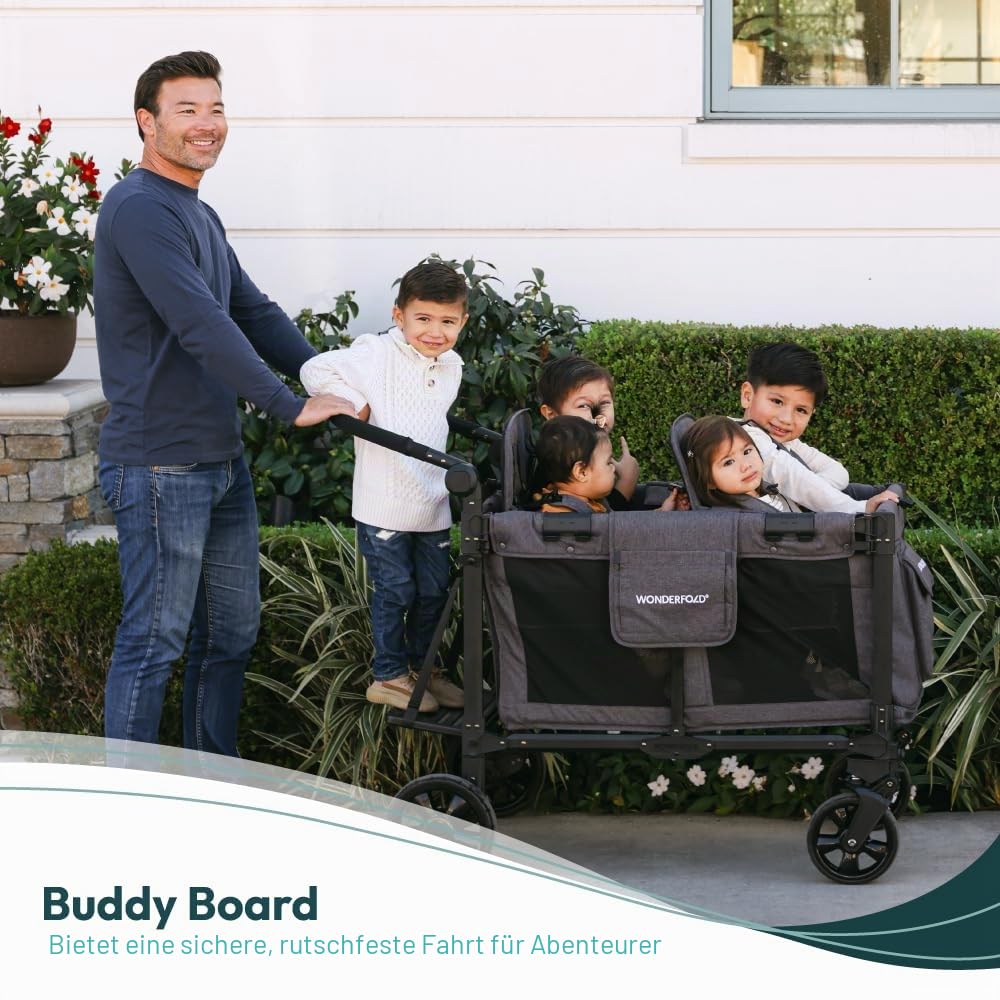 WONDERFOLD Buddy Board Wagon Kinderwagen Stehbrett – Aufstellaufsatz mit rutschfester Oberfläche für Kleinkinder, leicht zusammenklappbar (kompatibel mit W4-Modellen)