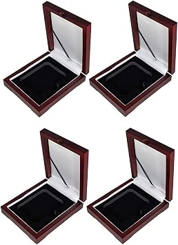 Guardhouse Wood Display Box for NGC/PCGS/Premier/Little Bear Elite Coins in Certified or Certified Style Holders/Slabs Single Coin 4 Pack, Mahogany Finish