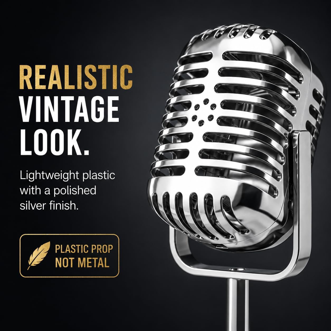 Facmogu 5PCS Electroplated Silver Vintage Microphone Prop, Fake Mic Decor image 4