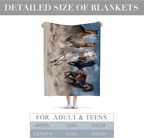 Miniatura 2 de Manta de caballo, suave y cálida manta de felpa de forro polar de 60 x 50 pulgadas, manta de franela suave y acogedora para cama, sofá, oficina,