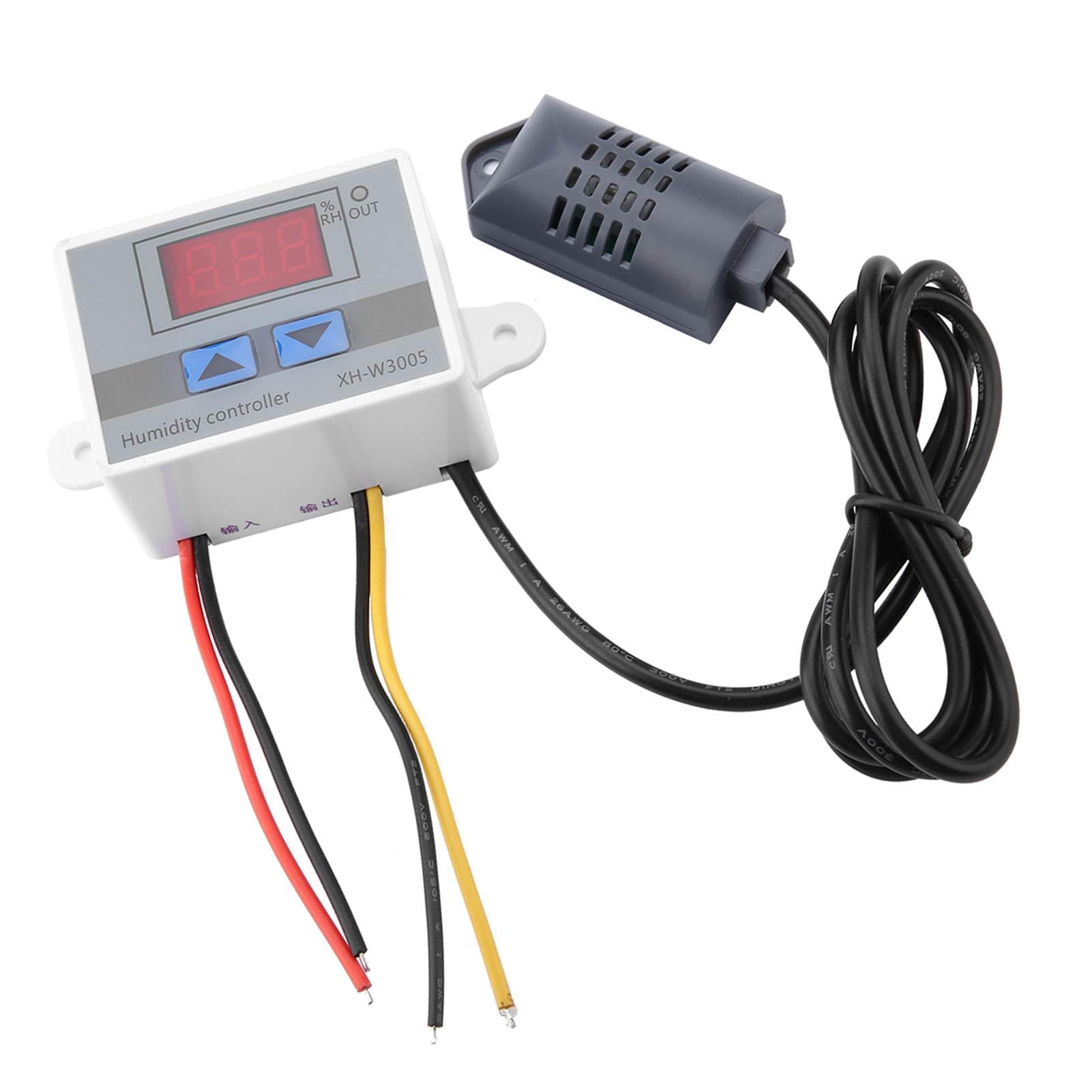 Wakects Controlador de Humedad Sensor Higrómetro Interruptor XH-W3005 0-99% RH 0.1% Precisión 12V 24V 220V con Pantalla de 2 Botones para Control de Humedad (220V)