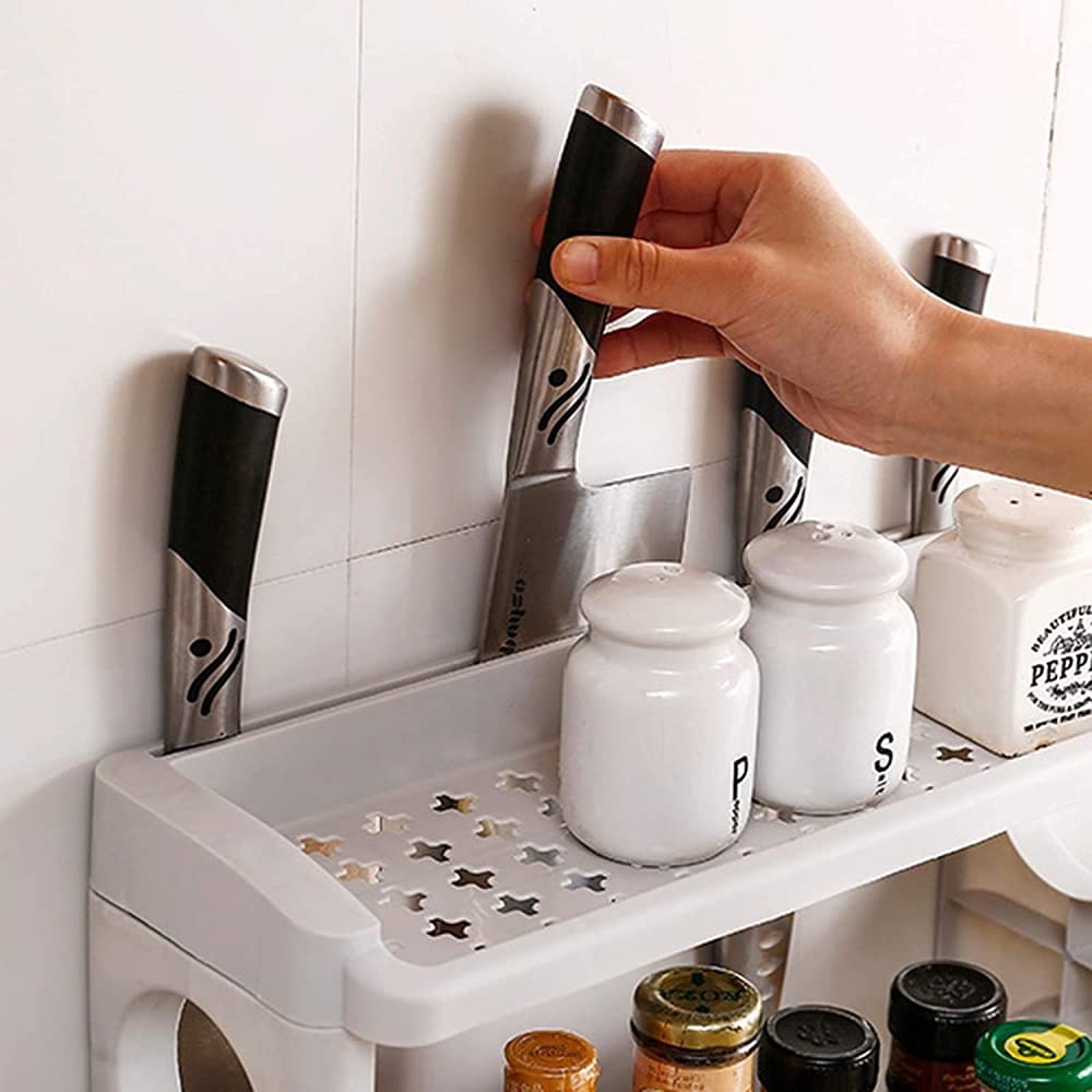 Portaspezie a 2 livelli, scaffale multifunzionale da cucina autoportante, espositore per bottiglie di barattoli per bancone della cucina