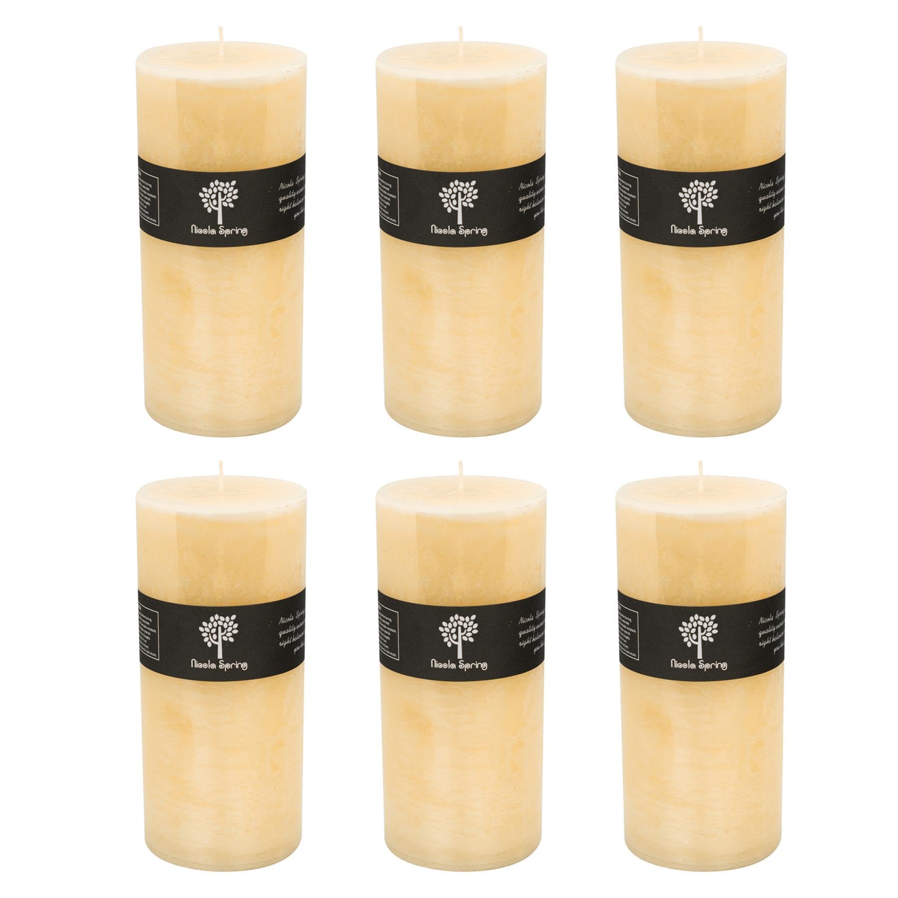 Nicola Spring Vanilla Scented Pillar Candle - Beige - 6in
