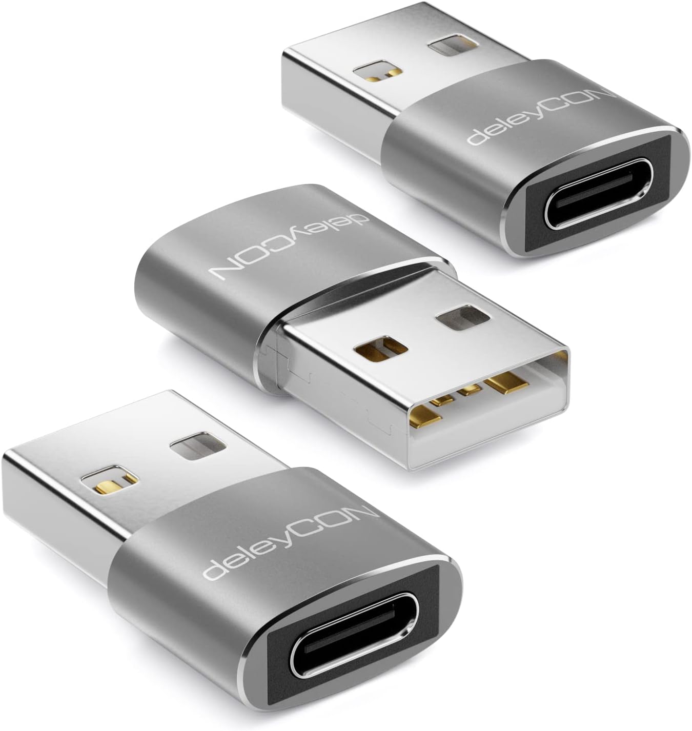 deleyCON USB C Adapter (Pack of 3) C Female to A M…