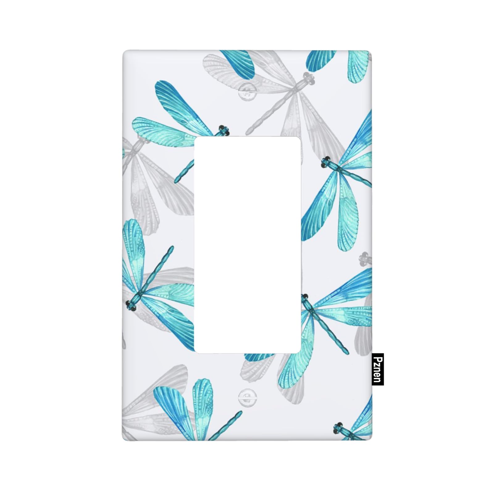 Pznen Blue Dragonfly Single Rocker Wall Plate Spring Summer Flying Dragonfly Decorator Rocker Switch Plate Decorative 1 Gang Lightswitch Cover Home &