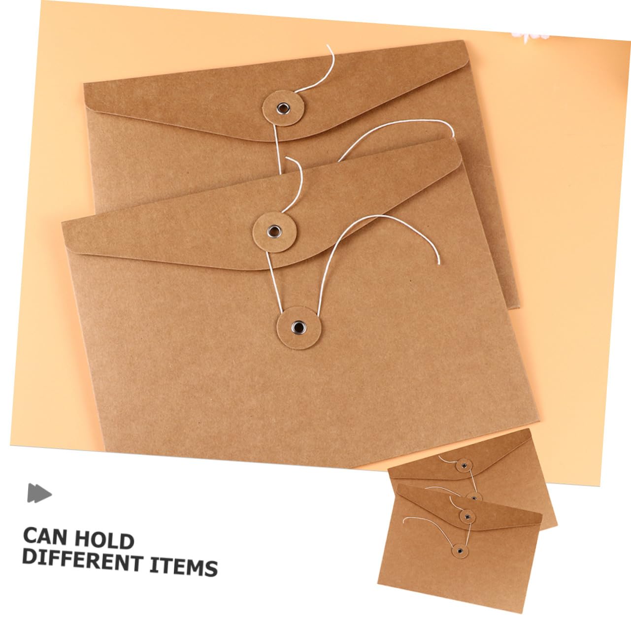 10 pièces Lot de Pochettes Papier Kraft Épaisses avec Boucle Sacs de Rangement Robustes pour Documents Chemises sans Texte pour Classement et Organisation