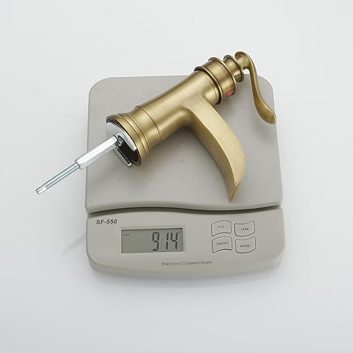 Miniatura 8 de BWE Grifo de baño de latón antiguo, grifo de lavabo de baño con cascada de un solo orificio, montaje de drenaje desplegable y manguera de