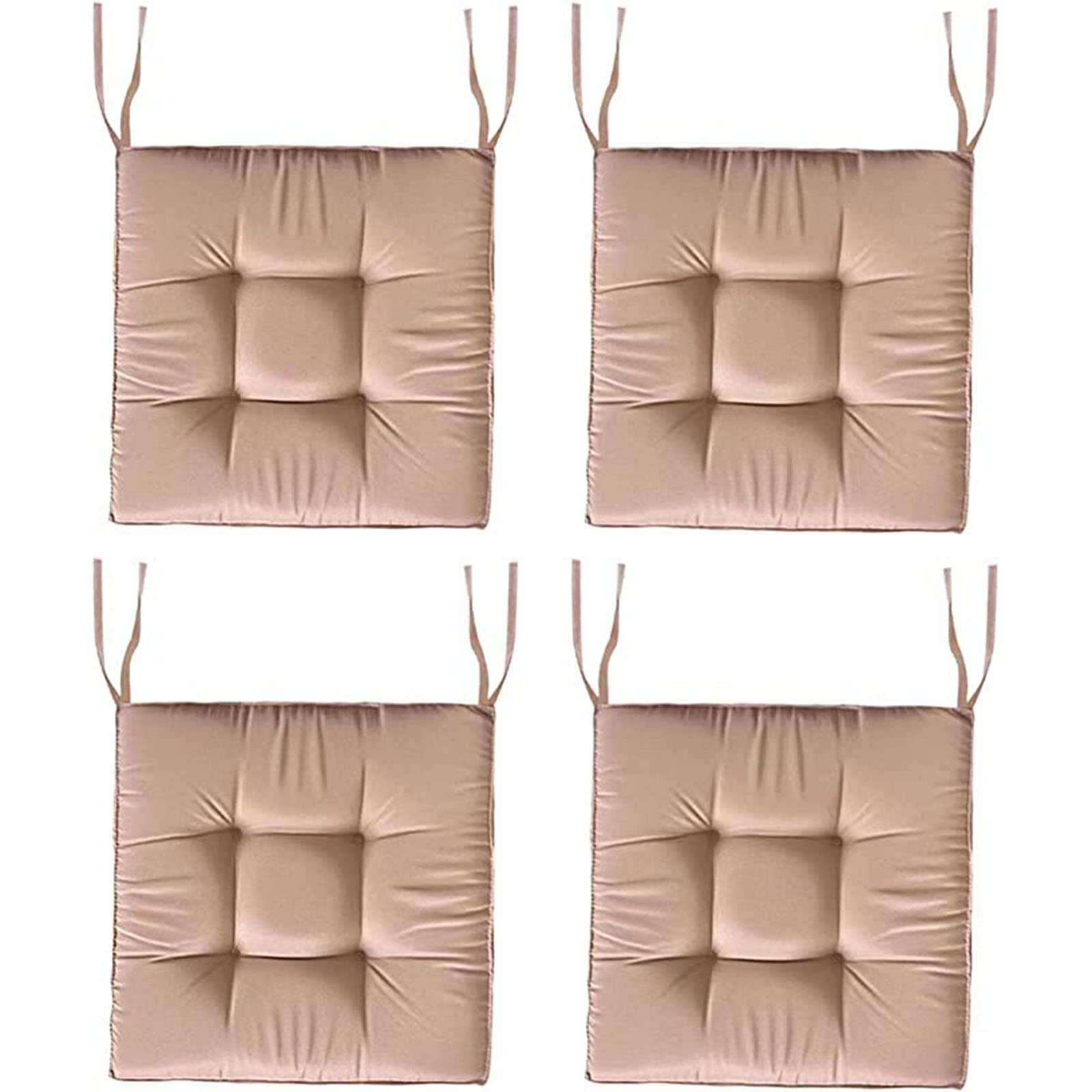 TOULIVER Lot de 4 Coussins pour Chaise Carrés 40x40x7 cm, Coussin Chaise Exterieur Coussin de Jardin Idéal pour Intérieur et Extérieur Terrasse Balcon Canapé, Galette Chaise Imperméable,Beige,45x45cm