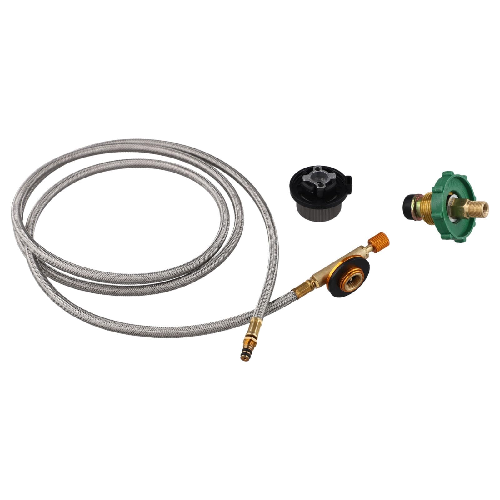 Fornello da campeggio portatile a 7 nuclei, 19800 W, bruciatore a gas con accensione elettronica antivento, in acciaio inox, nero