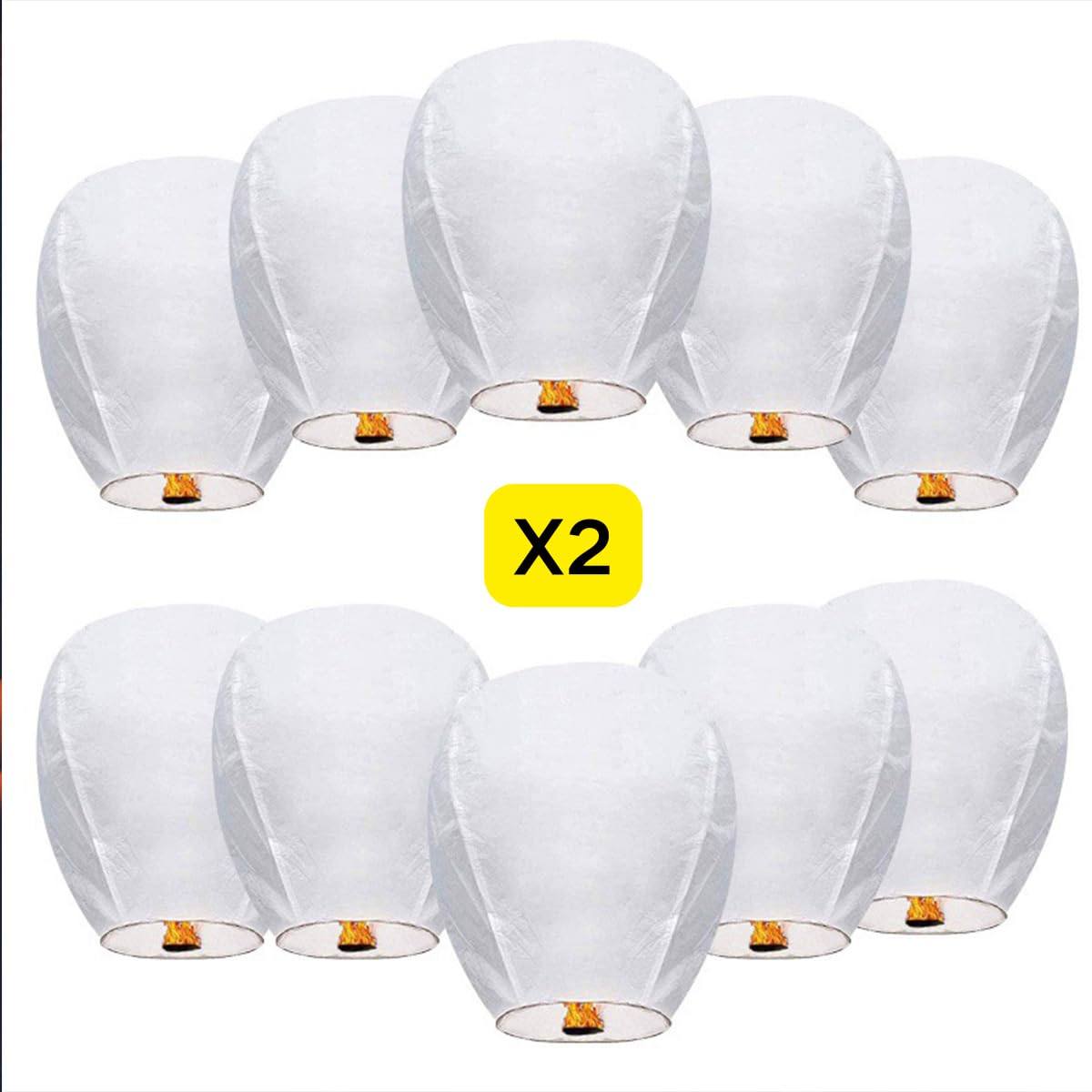 10/20 pezzi Lanterne volanti cinesi del cielo uso festivo esprimere un desiderio biodegradabile (20PZ BIANCO)