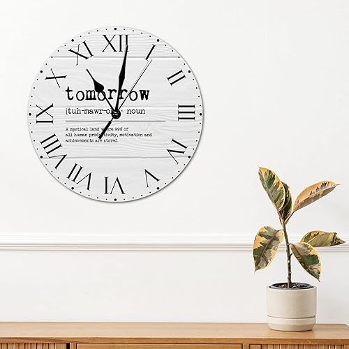 Miniatura 232 de Reloj de PVC con definición psicológica, reloj de pared grande con números romanos inspiración, refranes de inspiración de 12 pulgadas, significado