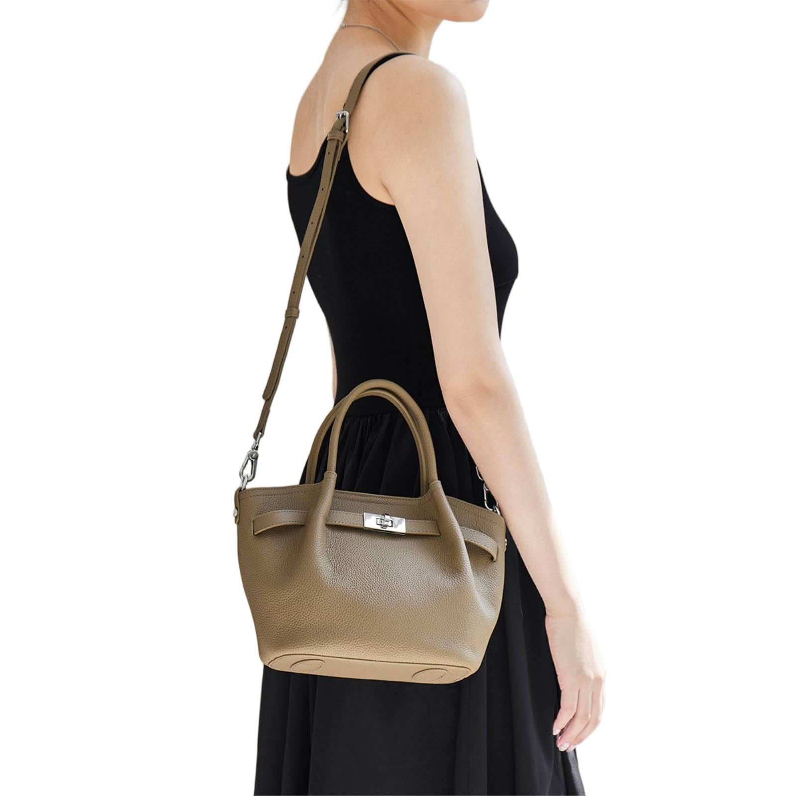 XXDML - Bolsos blancos para mujer, bolsas de cubo, dos asas superiores, 27