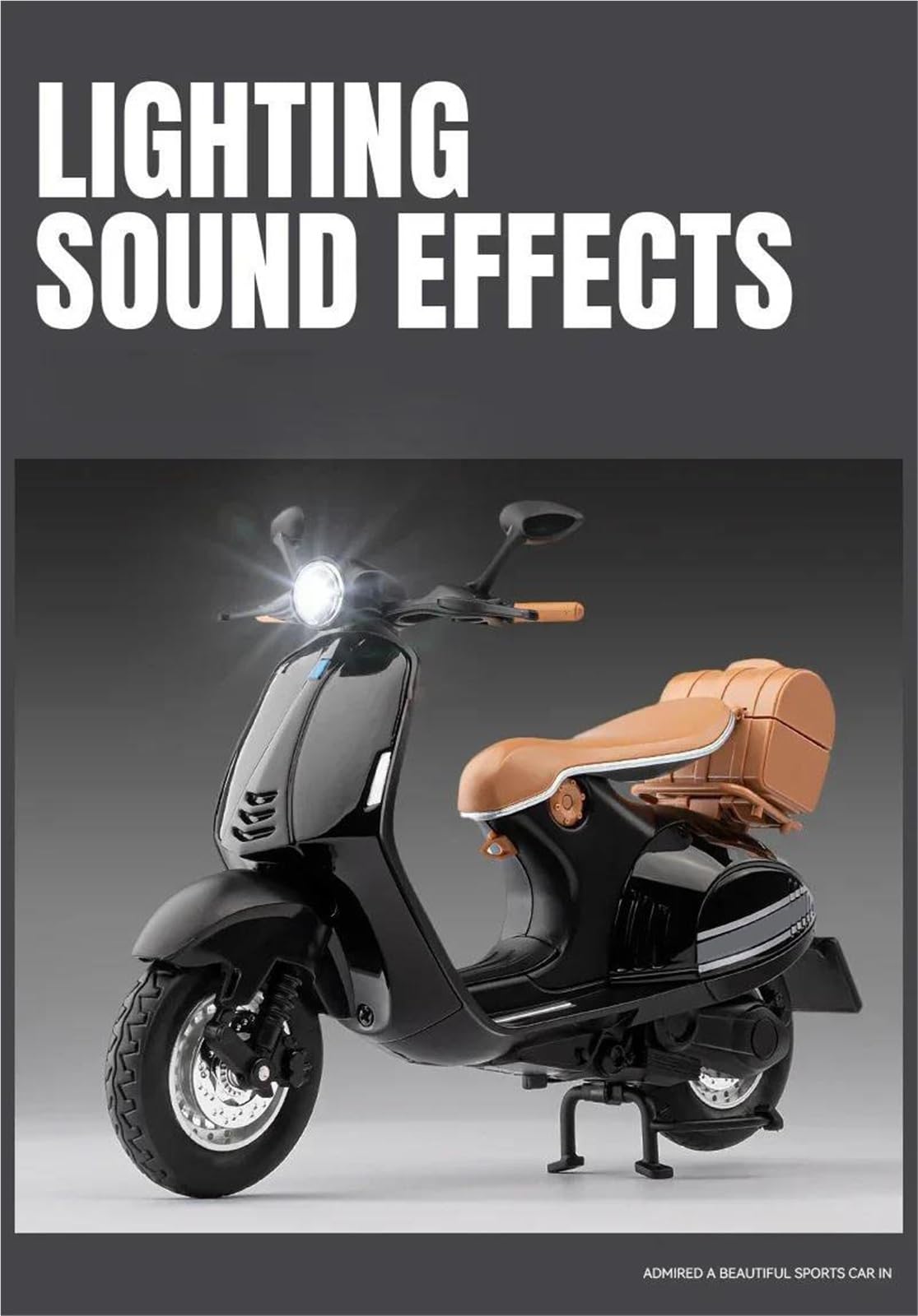 MAKUTU Modello di moto in scala Modellino Di Motocicletta Per Vespa 946 In Lega, Scala 1:12, Modello Retrò Da Strada, Con Luci E Suoni, Regalo(Black)