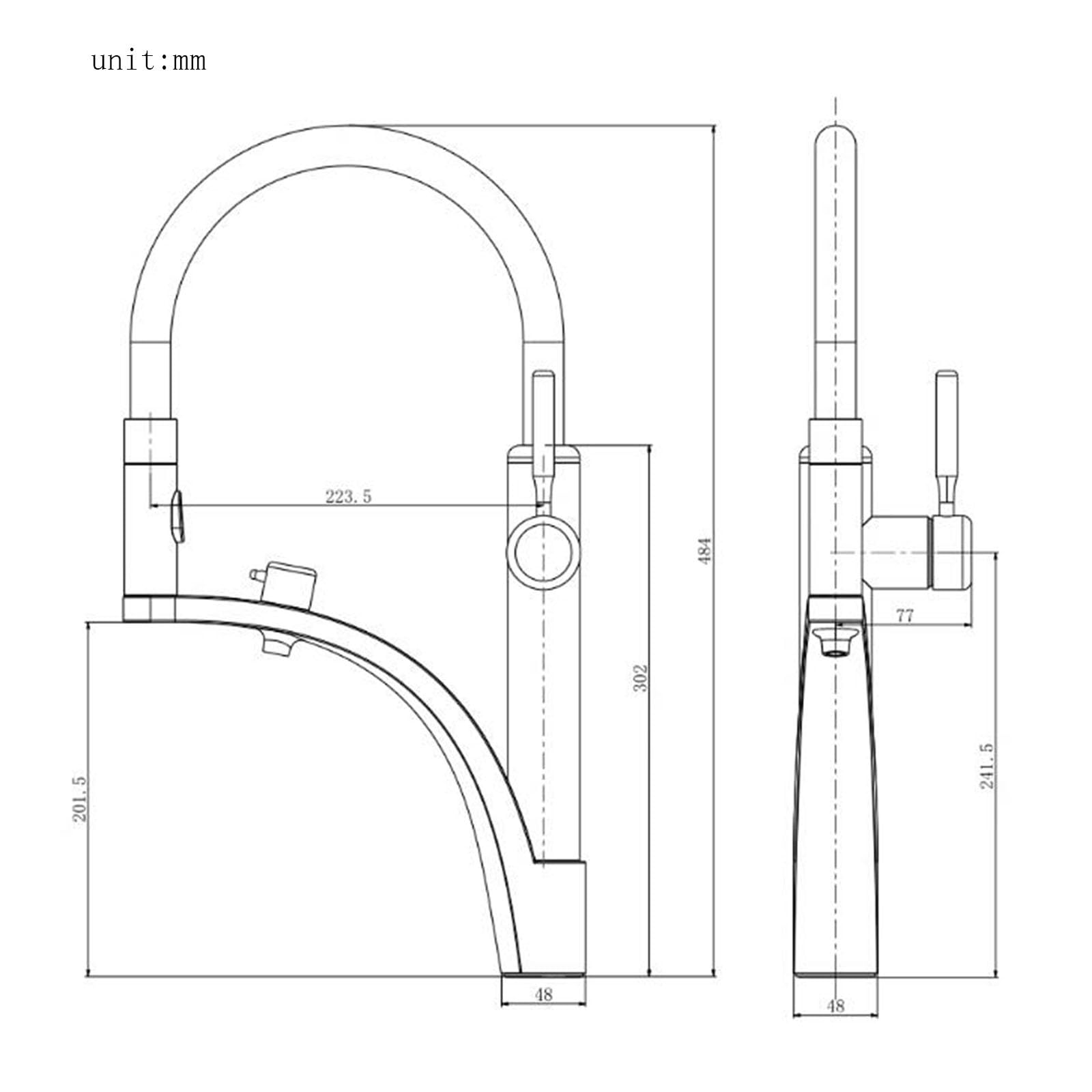 Flexibler 3-Wege-Wasserfilterhahn – Küchenarmatur aus gebürstetem Messing für einfache Filtration und verbesserte Hygiene