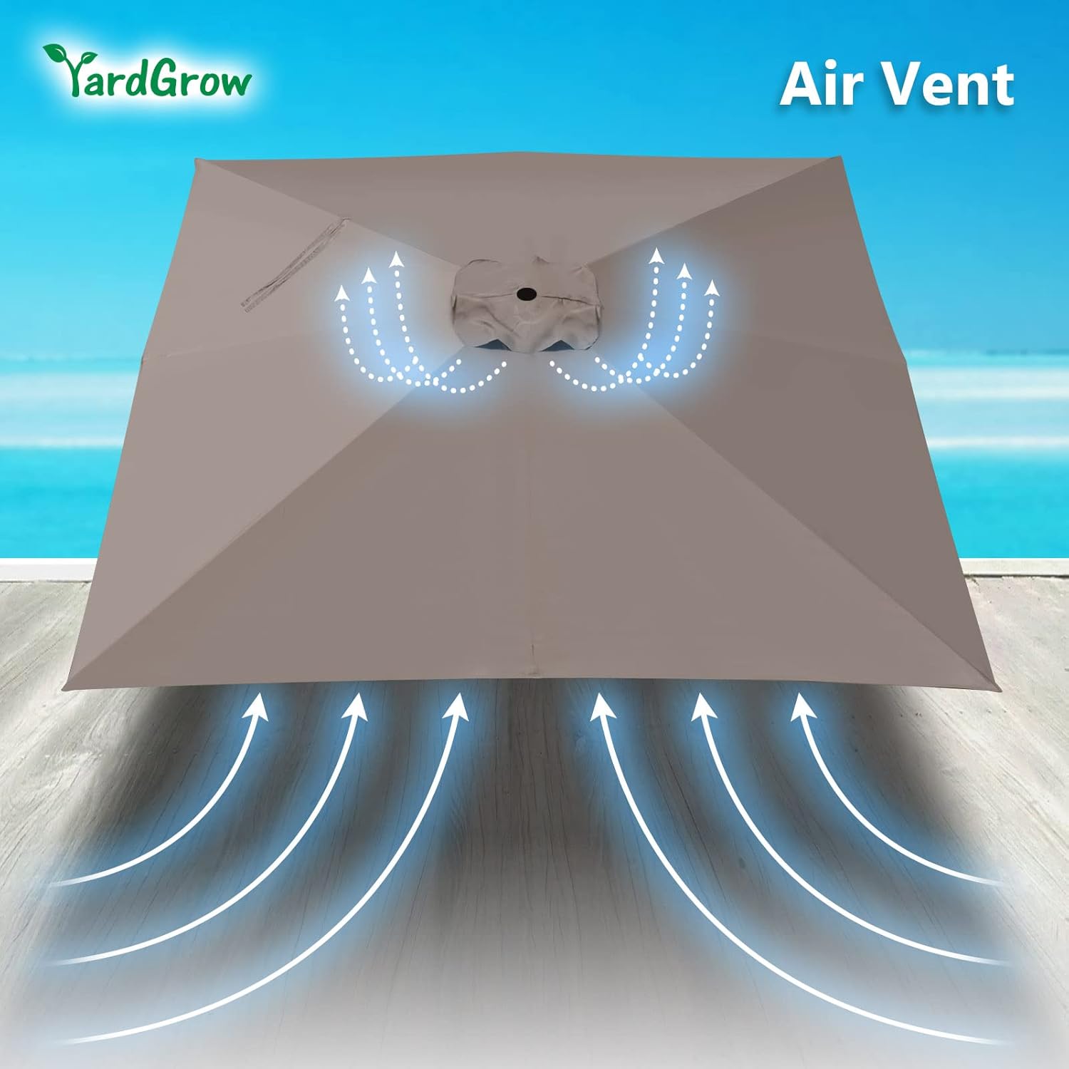 YardGrow 8.2'x8.2' Umbrella Replacement Canopy for 8 Ribs Square Cantilever Umbrella, Canopy Replacement ONLY, Frame NOT Included