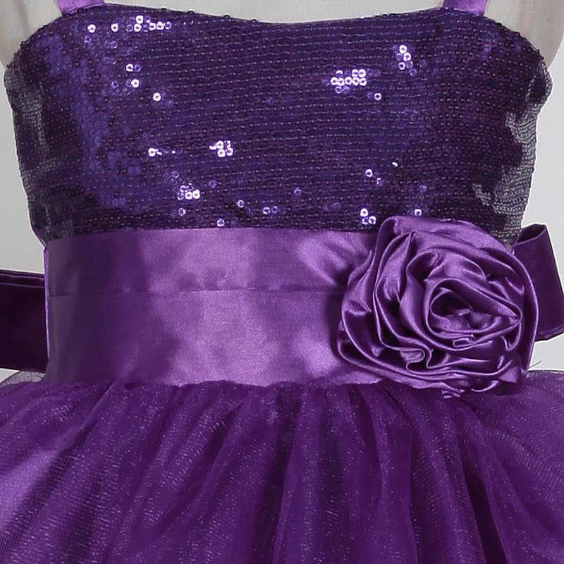 Image of Ripening Purple Sequin Square Neck Sleeveless A-Line Dress
