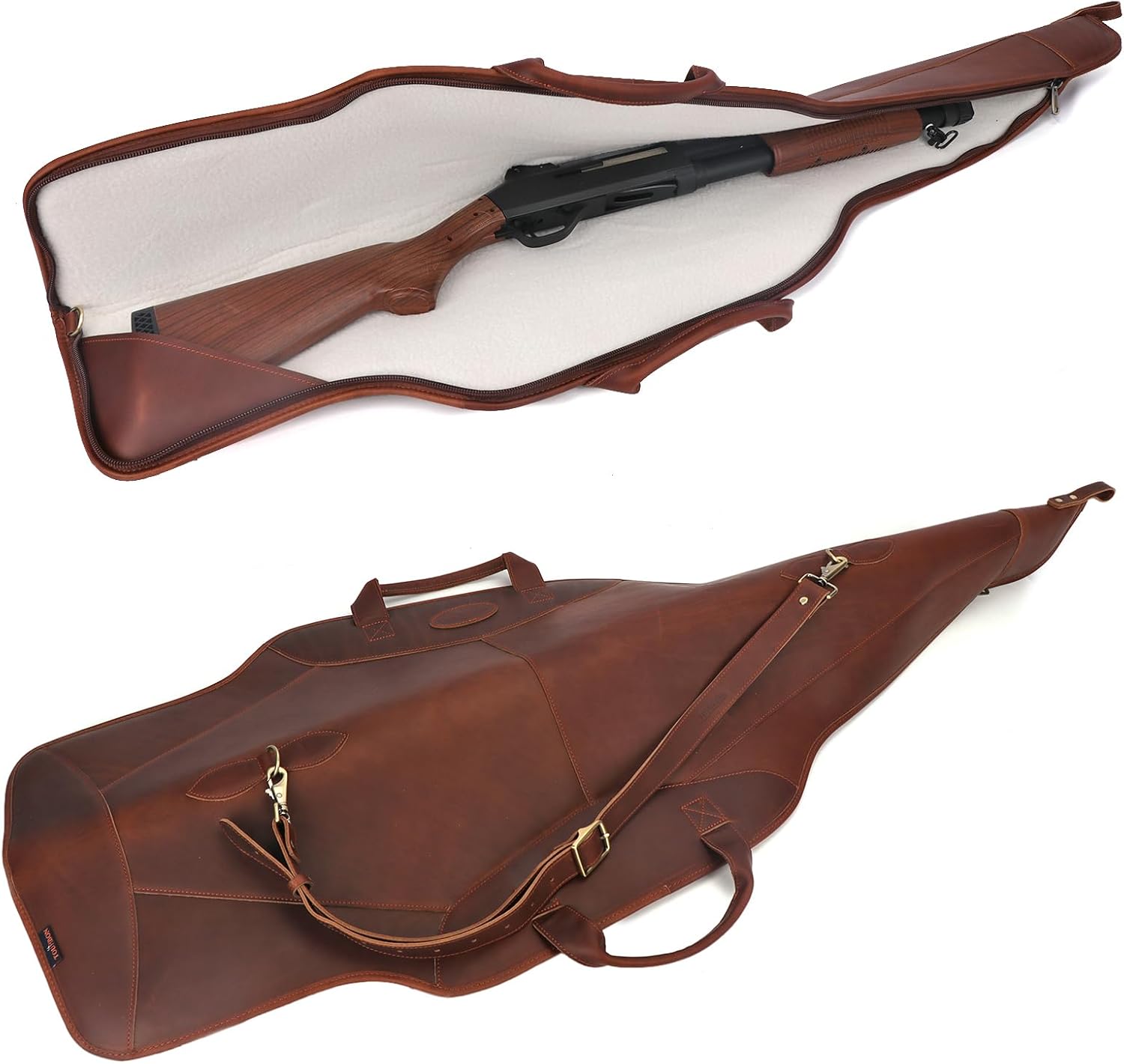 Tourbon Hunting Scoped Rifle Case 50 inch Soft Fleece Padded Leather Gun Slip Bag