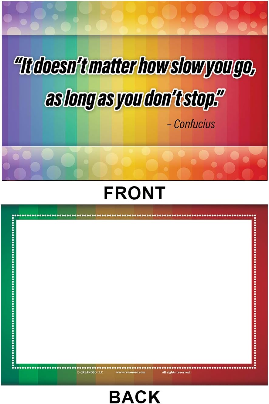 Creanoso Colorful Uplifting Positive Postcards (60- Pack) - Cool Student Gifts - Stocking Stuffers Gift for Teachers, Educators, Students - Greeting Cards Collection Set for Family and Friends