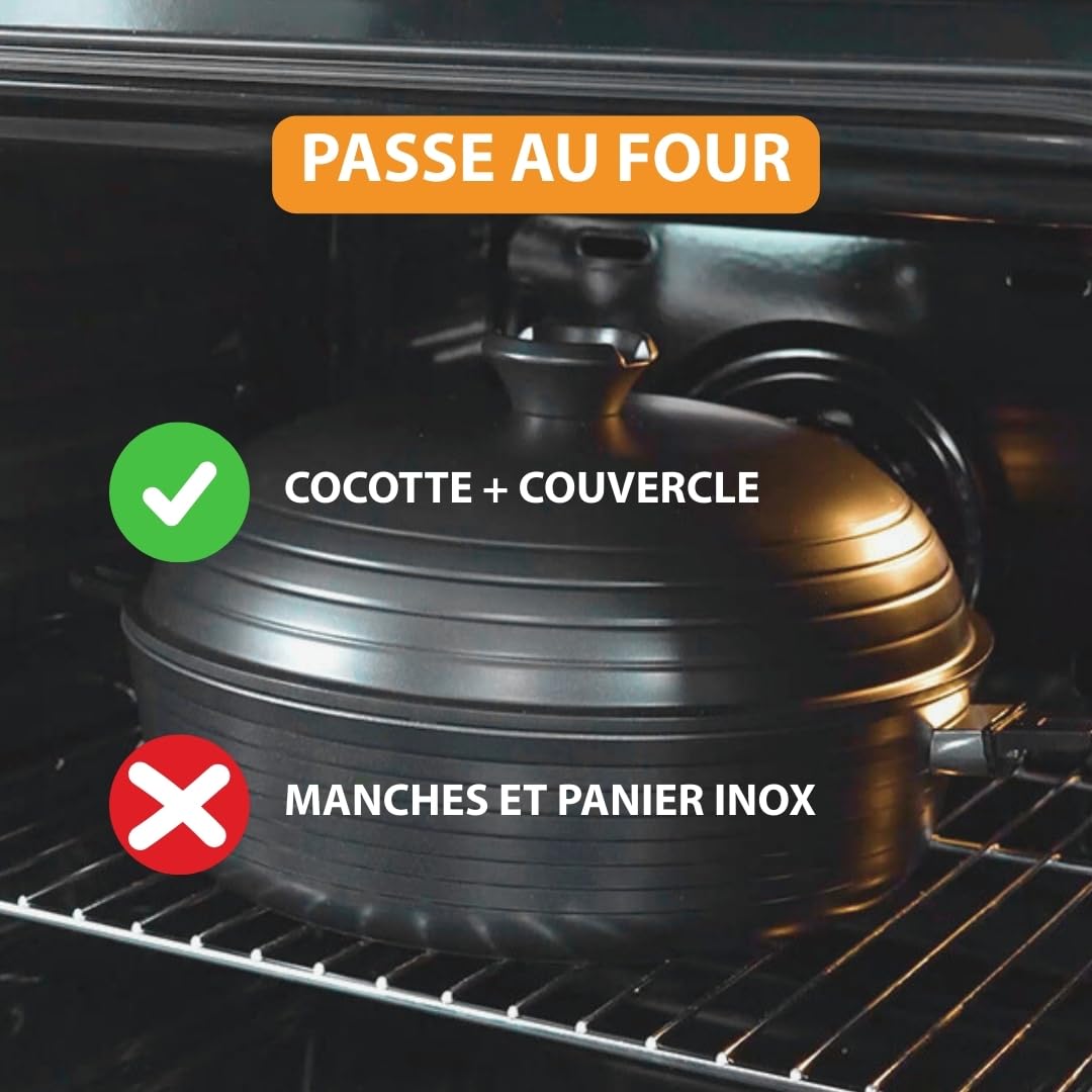 Durandal Légende Poêle multifonction en céramique INFINITY 8-en-1 | Poêle cocotte sauteuse friteuse 28cm, compatible induction