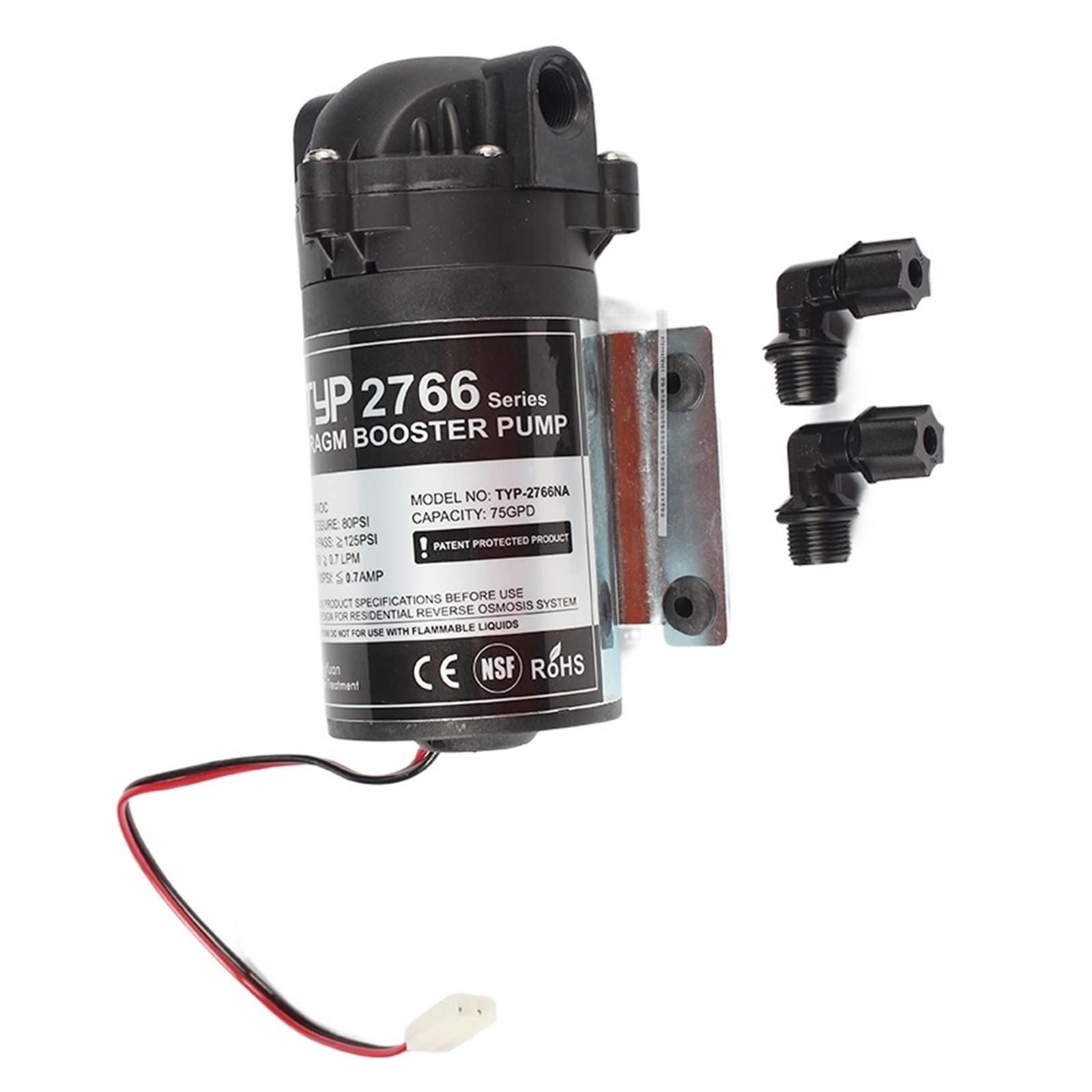 Piezas de filtro de agua RO, bomba de agua de 24vCC, potenciador de alta presión, máquina 75/100 GPD, aumento de la presión del de ósmosis inversa 2766NA