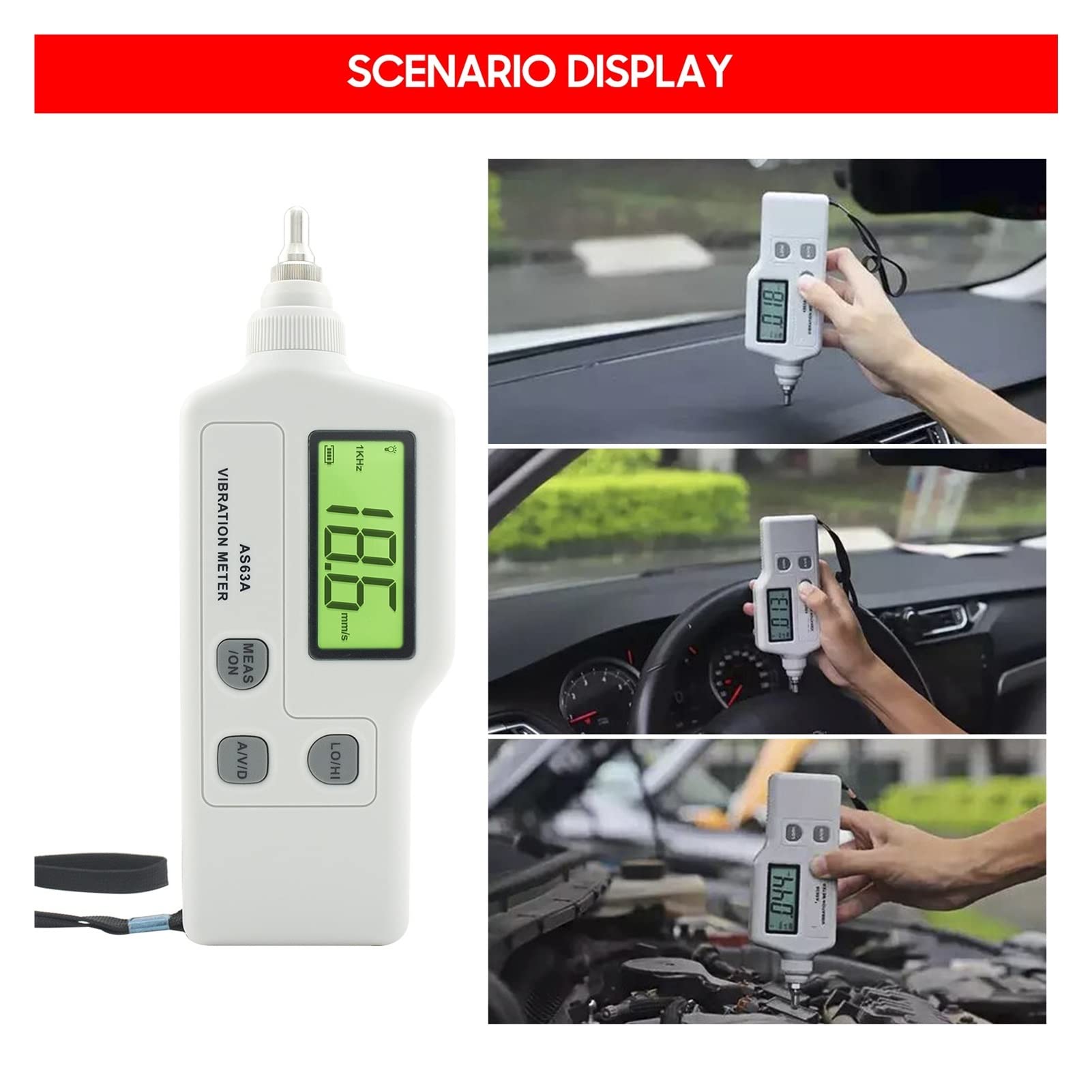 Miernik Wibracji, Cyfrowy miernik drgań z analizatorem ekranem LCD Tester wysokiej czułości Sonda