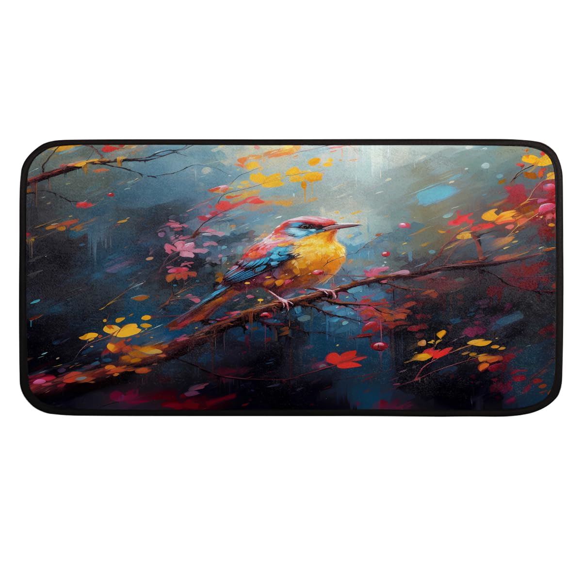 Tapis de cuisine doux motif oiseau contre la fatigue du dos