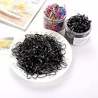 Vista 3 de Juego de 2000 piezas de accesorios para el cabello negro: mini bandas elásticas para cola de caballo, lazos pequeños antideslizantes para niñas