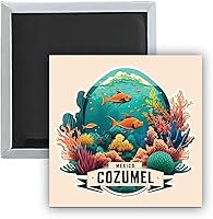 Vista 1 de Cozumel Mexico Souvenir - Imán para nevera (2.5 x 2.5 pulgadas)