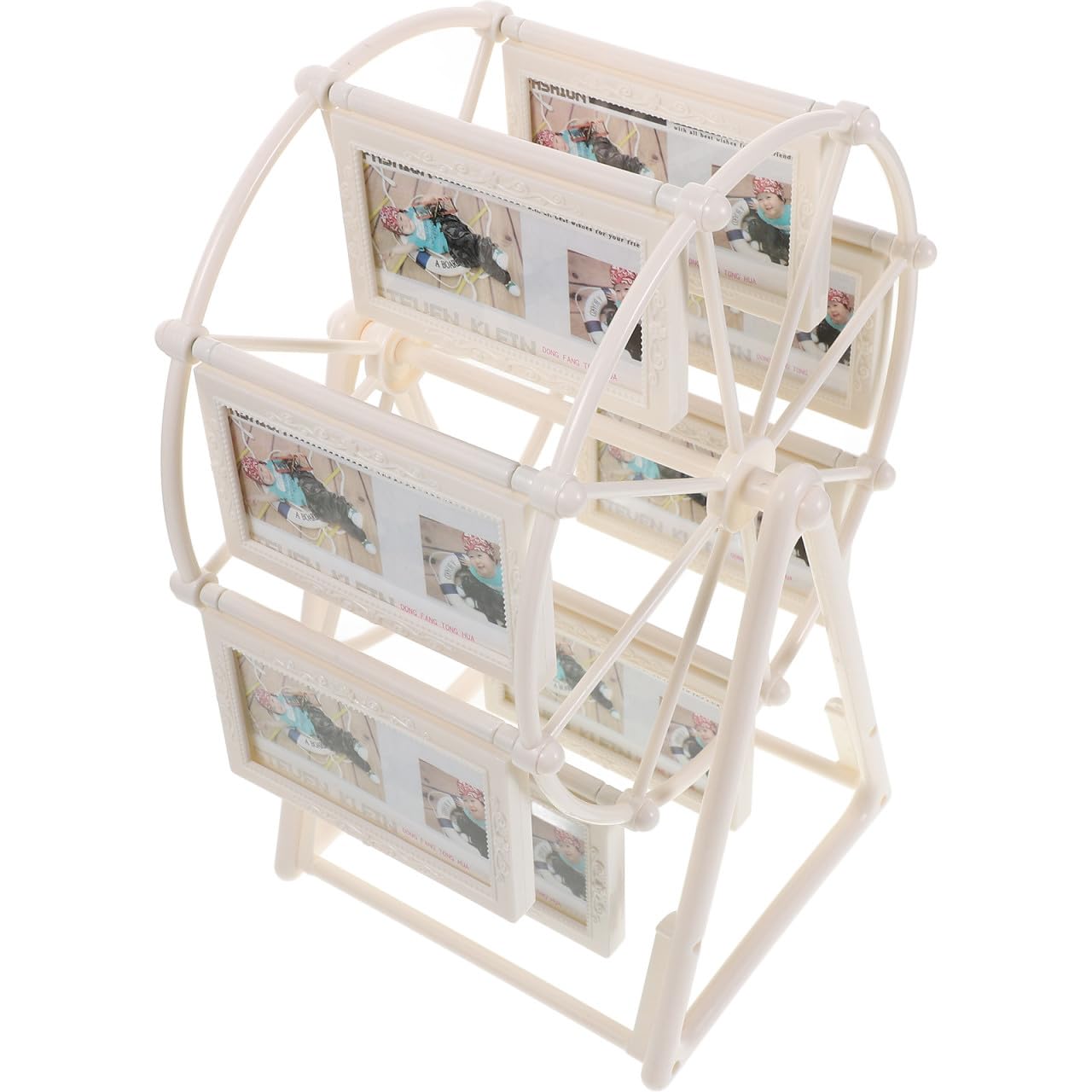 PACKOVE Drehbarer Riesenrad Fotorahmen aus Abs, Weiß, Tischdeko | Kreatives Design in Einzigartiger Form, Schützt Fotos vor Schäden, Passend für Schreibtisch und Weihnachten