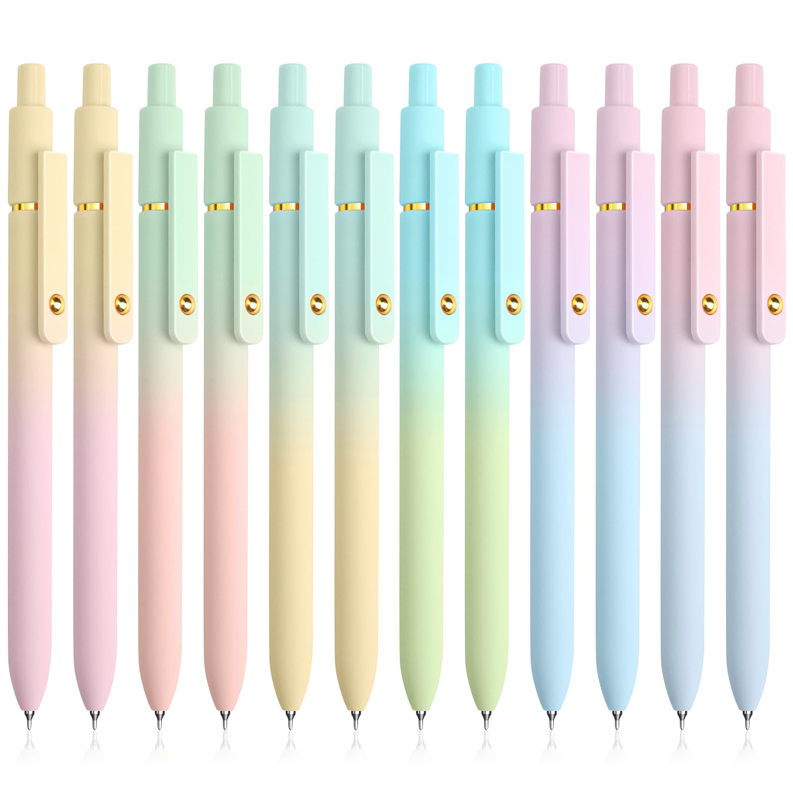 UIXJODO 12 Pcs Gel Pens 0.5mm Quick Dry Black Ink Pens Fine Point Smooth Writing Pens, Cute Office and School Supplies Gifts for Women Teacher Students (12 Pcs Ombre Gold)
