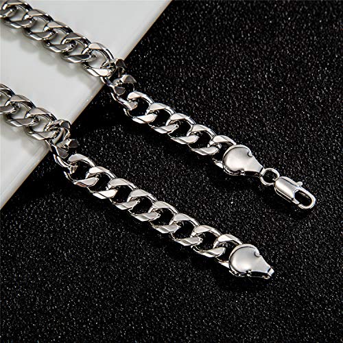 fytease 7mm Gold Cuban Link Anklet for Women Men, 14K Gold / 18K Gold/Silver Plated Curb Link Chain Ankle Bracelet for Women Men (silver-plated, 10) - Image 4